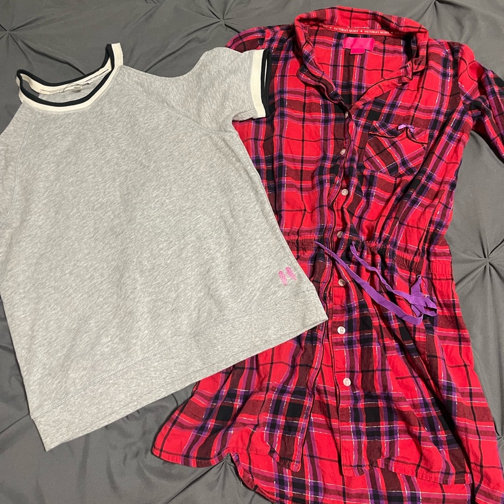 Victoria Secret Gray and Red Shirt Set bundle small